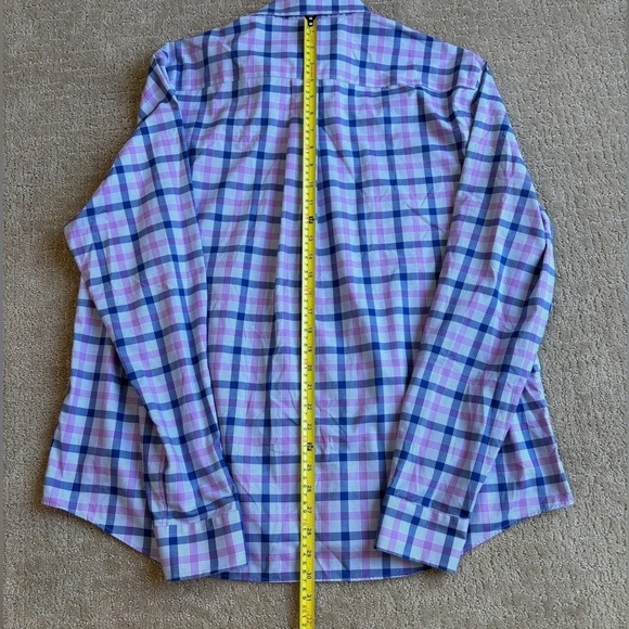 Jos. A. Bank Traveler Purple/Blue Plaid Long Sleeve Button Down Shirt Slim XXL - Picture 10 of 11